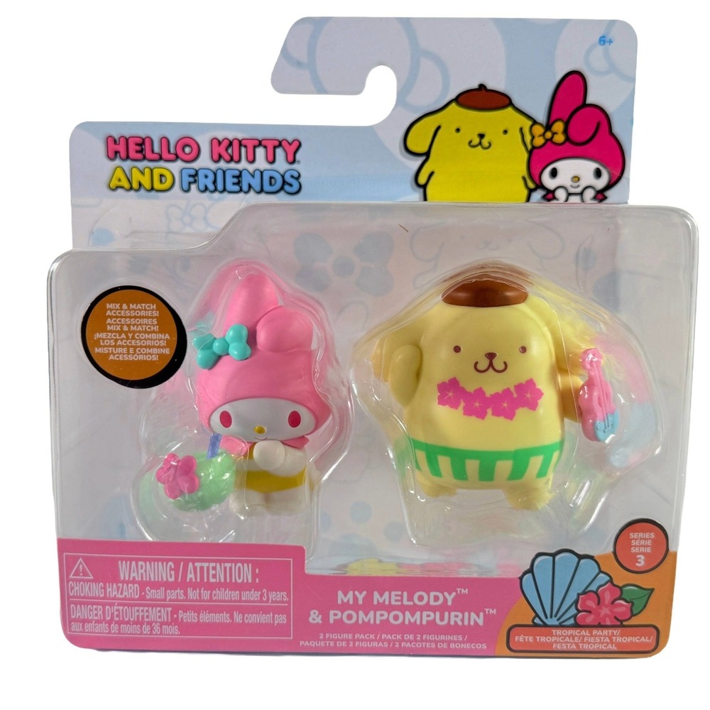 Sanrio Hello Kitty and Friends Figure Pack NIB Pink Yellow New Tropical Party
